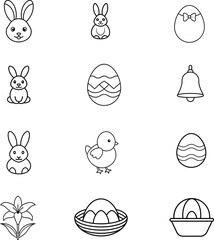 Easter icon vector set