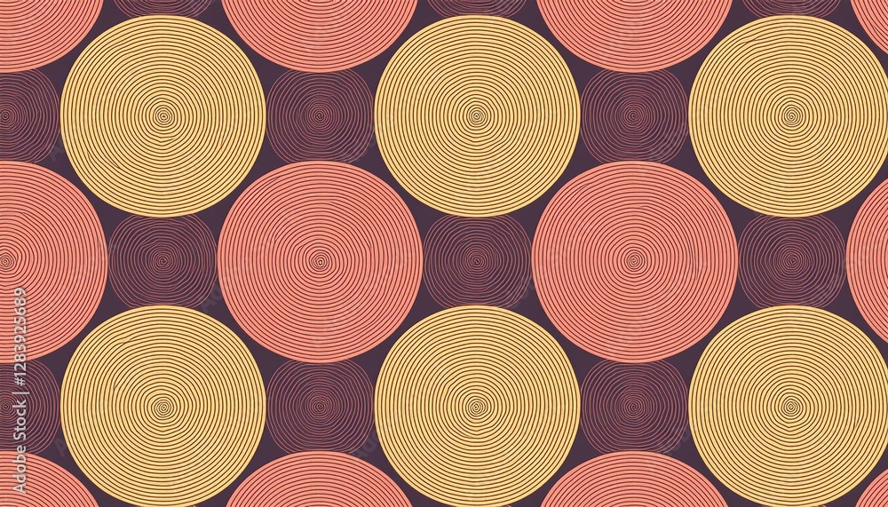 Poster vector seamless pattern with bold striped circles. stylish geometric texture. generated image