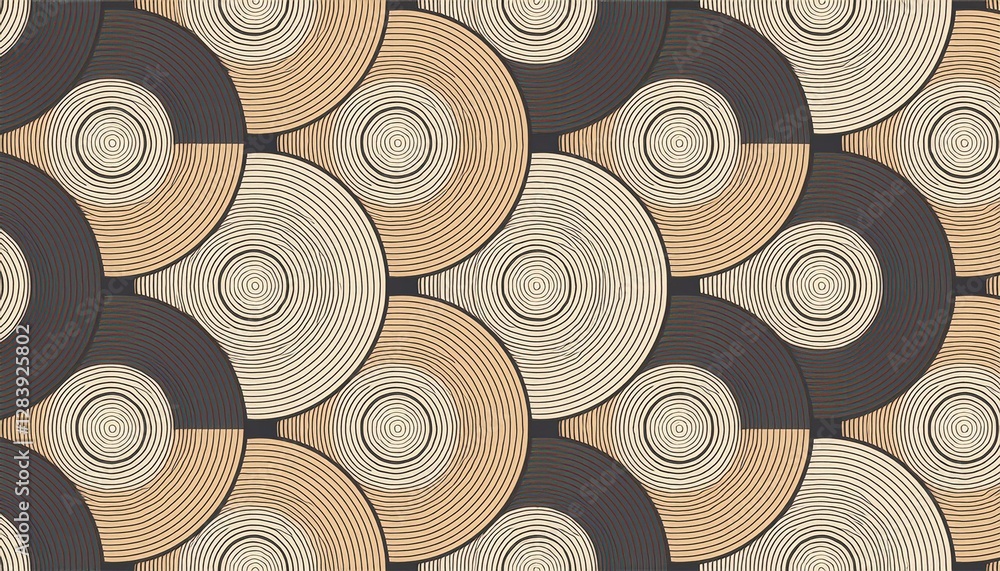 Aufkleber vector seamless pattern with bold striped circles. stylish geometric texture. generated image