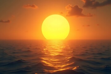 Obraz premium A golden sunrise over a vast ocean, symbolizing new possibilities.