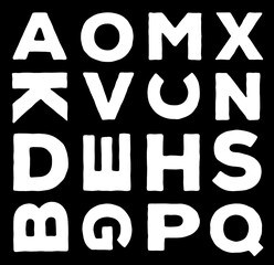 Alphabet white letters on black background.  illustration.