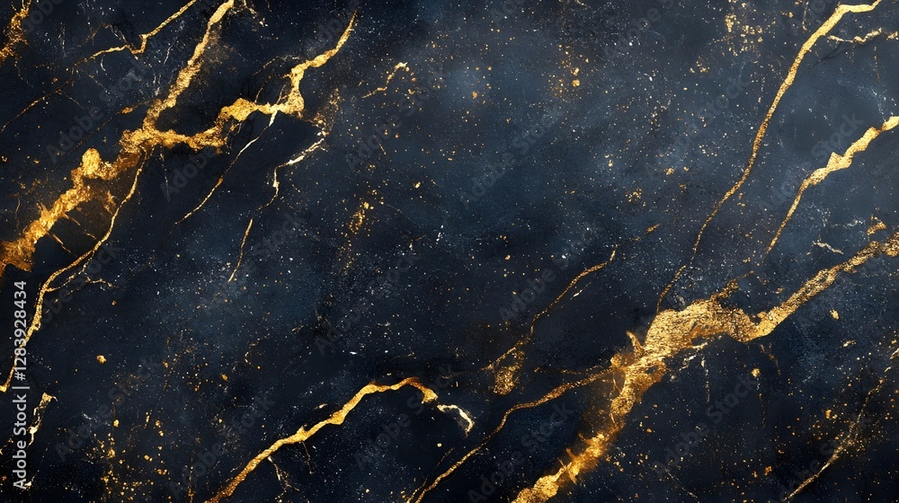 Aufkleber luxurious dark marble texture with golden cracks and splatter patterns ideal for premium backgrounds