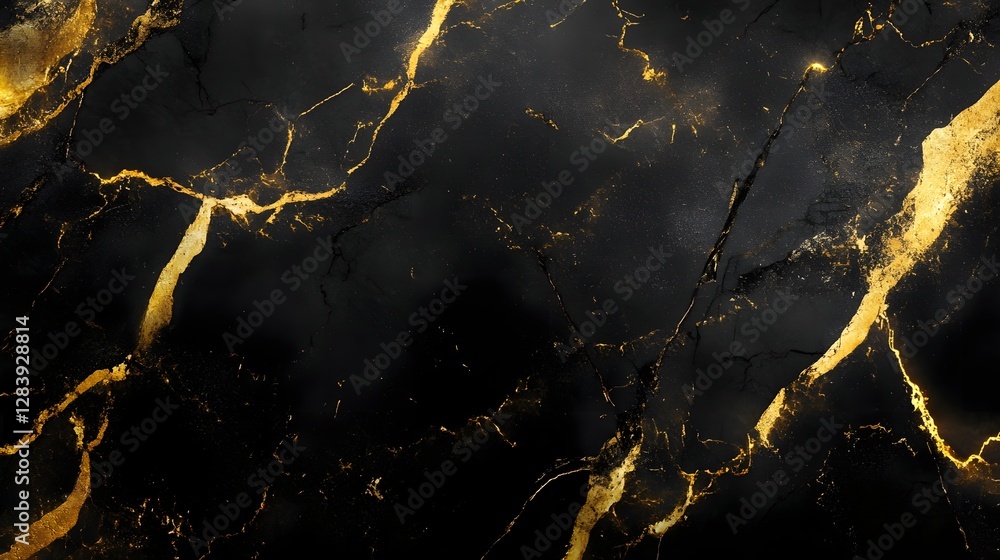Aufkleber luxurious dark marble texture with golden veins abstract background dramatic and moody graphic desig