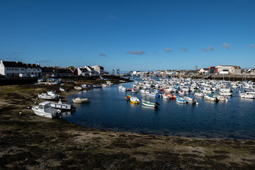 Harbor And Fishing Boats Of Finistere City Guilvinec At The Coast Of Atlantic In Brittany, France