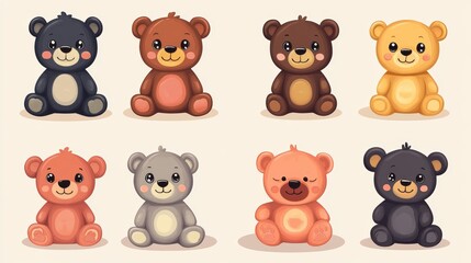 Fototapeta premium Cute cartoon teddy bear collection 
