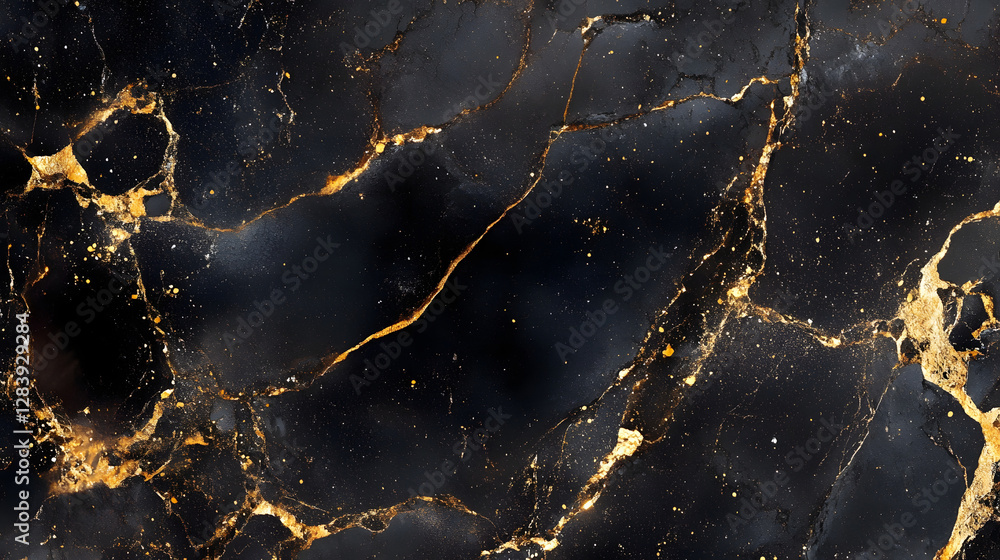 Poster luxurious dark marble texture with golden veins and geometric patterns for premium backgrounds desig