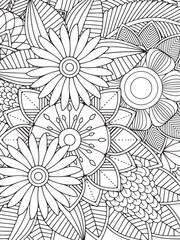 Zentangle Flowers Coloring Pages For Adult 