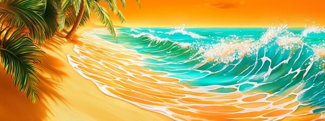 Ideal setting for promoting tropical products related to beach travel.