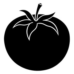 black and white tomato silhouette on white background