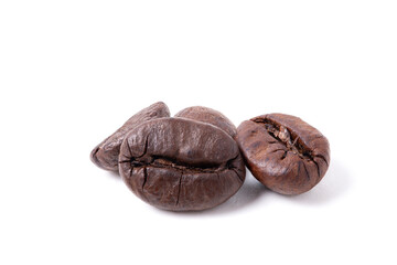 roasted coffee beans. isolated on white background.

