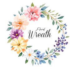 Watercolor Floral Wreath, Wreath Clipart Watercolor, Pastel Pink Flowers Wedding Clipart Wild Floral Clipart	