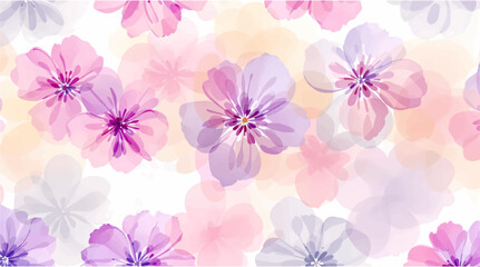 Fototapeta premium Delicate floral watercolor continuous design in soft pastel hues, ideal for beauty items and more.