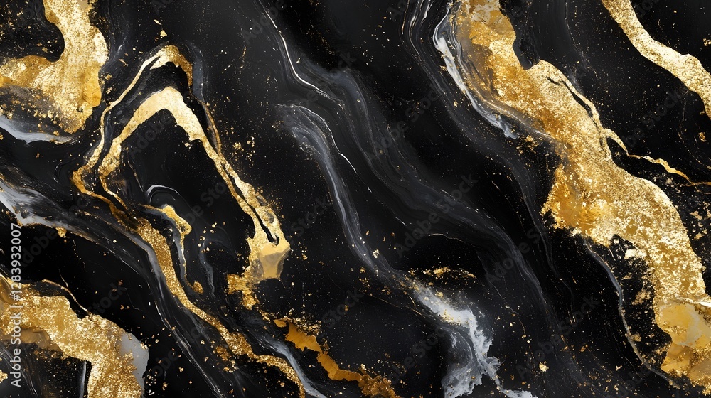 Aufkleber luxurious golden and black marble abstract texture and pattern background elegant seamless surface w