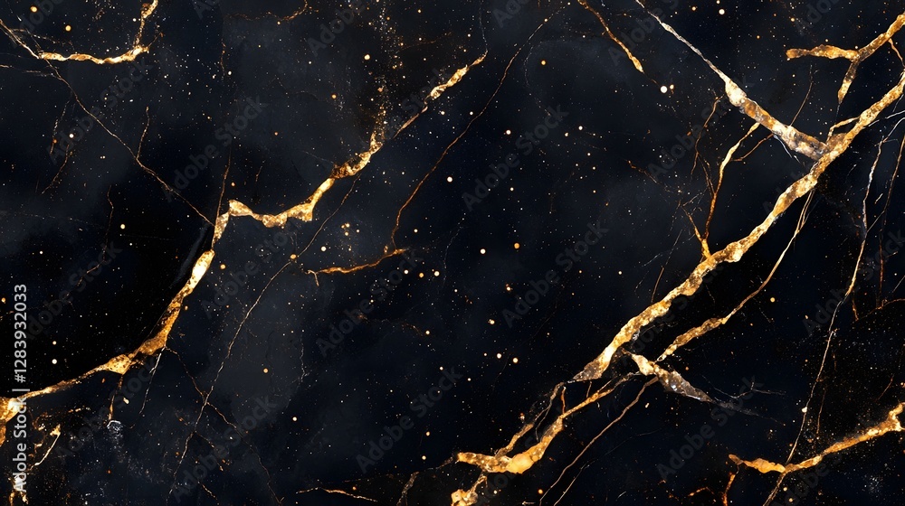 Poster Luxurious golden cracked marble texture abstract background  Intricate dimensional and shiny pattern with a design