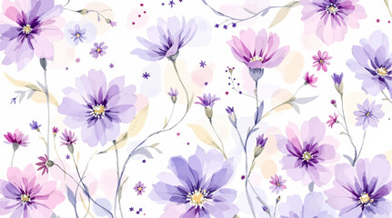 Watercolour Painting Of Colourful Flowers Background, Watercolor Dusty Blue Floral Clipart	