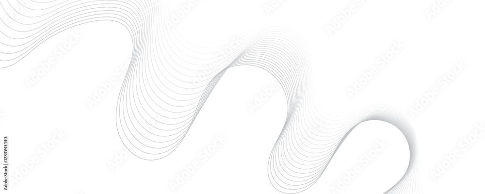 Poster gray wave curve lines abstract background with flowing particles. digital energy waves technology co