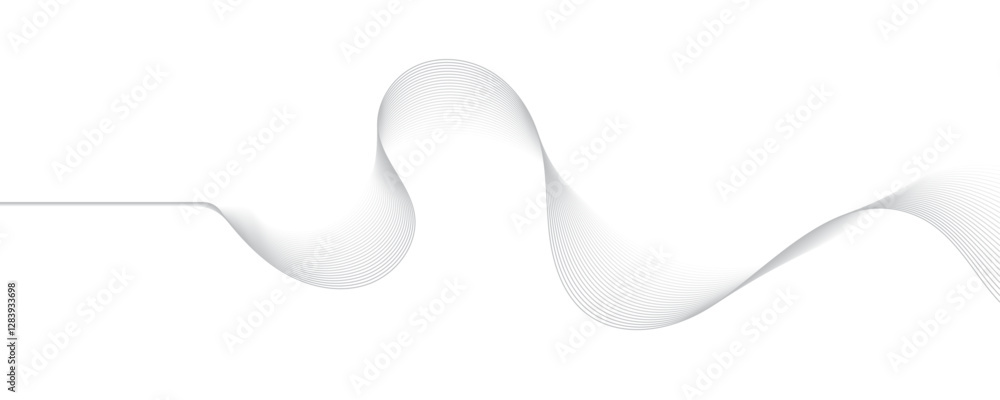 Poster gray wave curve lines abstract background with flowing particles. digital energy waves technology co