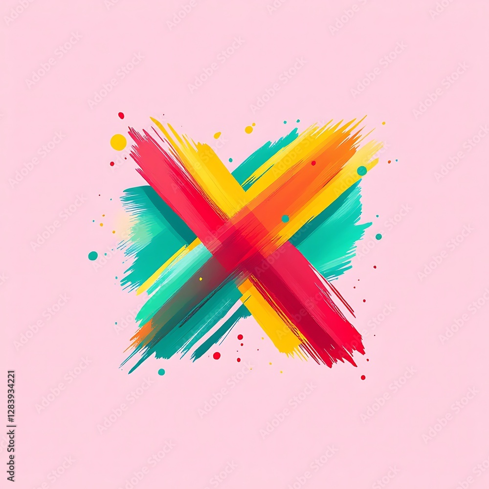 Poster vibrant abstract brushstroke x design against a soft background generative ai art composition