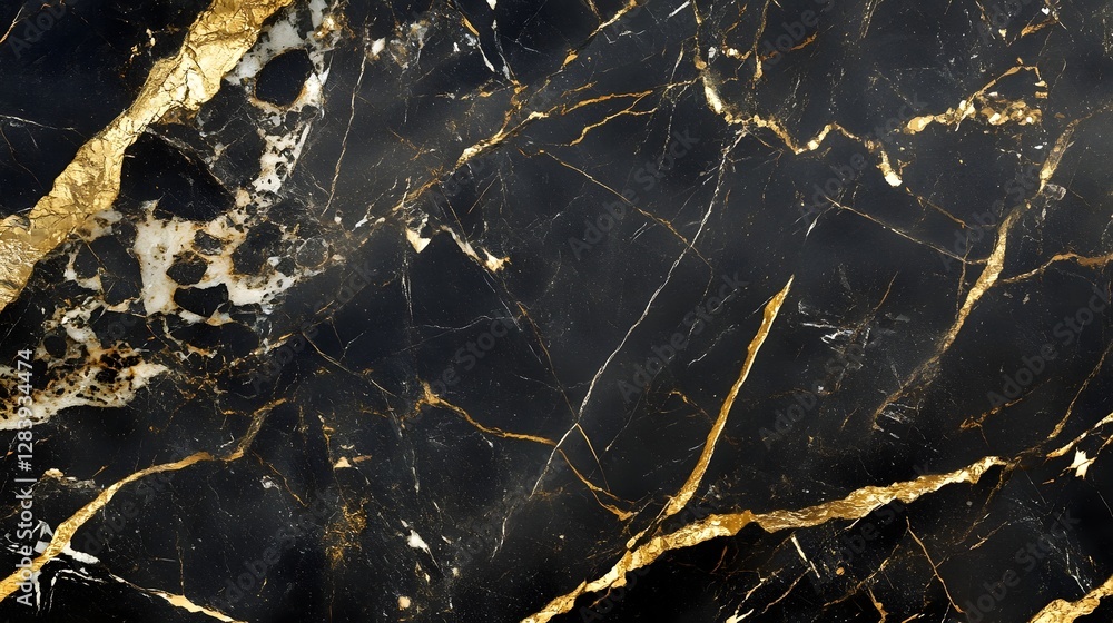 Aufkleber Luxurious Golden Marble Texture with Abstract Fractal Pattern for Elegant and Sophisticated Design  Glamorous high end and exclusive background for premium lavish and opulent visual concepts