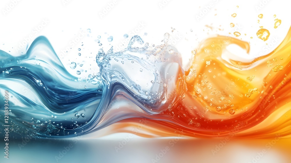 Poster Mesmerizing abstract artwork showcasing dynamic fluid motion with vibrant color explosion creating a visually striking and captivating digital art piece