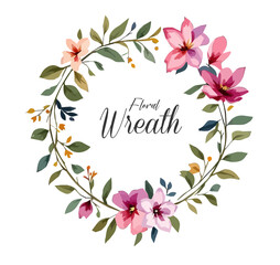 Watercolor Floral Wreath, Wreath Clipart Watercolor, Pastel Pink Flowers Wedding Clipart Wild Floral Clipart
