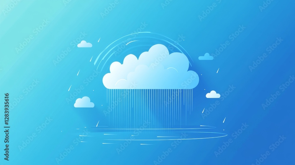 Poster a blue weather icon illustrates the study of atmospheric conditions for accurate weather forecasting