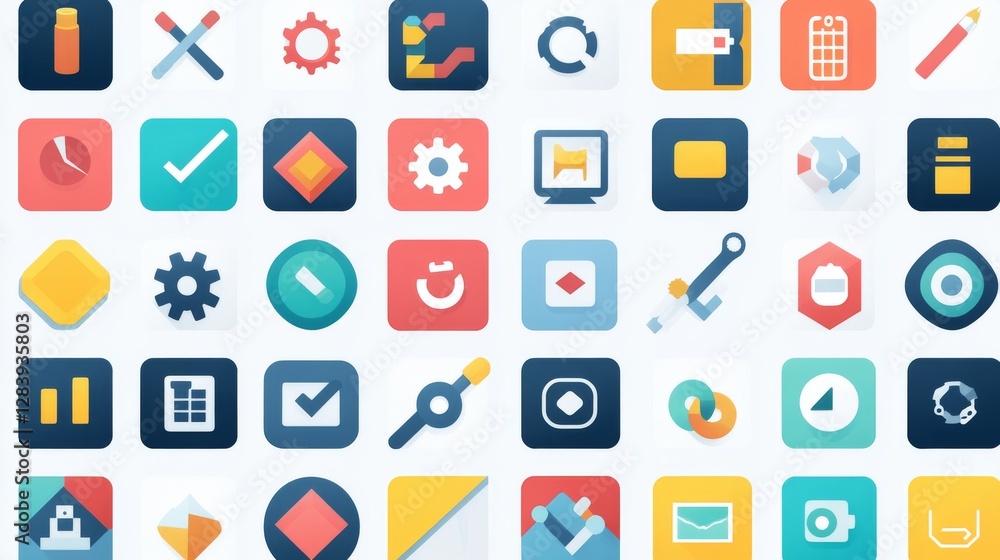 Poster collection of solid icons representing settings. includes symbols for configuration, maintenance, se
