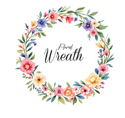 Watercolor Floral Wreath, Wreath Clipart Watercolor, Pastel Pink Flowers Wedding Clipart Wild Floral Clipart