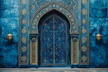 Magnificent Blue and Gold Arabesque Doorway