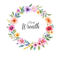 Watercolor Floral Wreath, Wreath Clipart Watercolor, Pastel Pink Flowers Wedding Clipart Wild Floral Clipart	