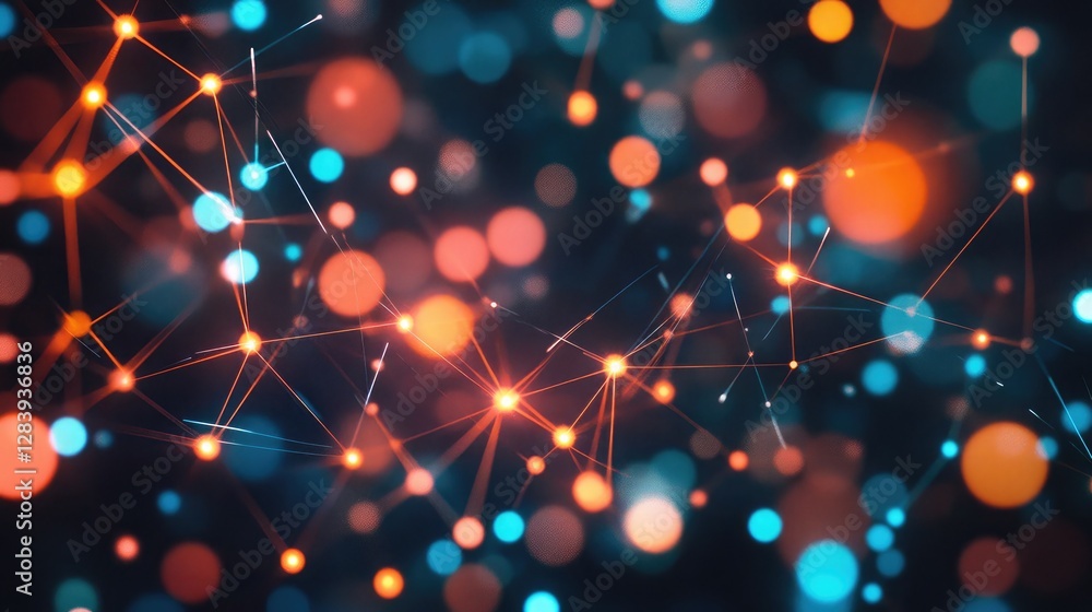 Poster close-up of a blockchain facilitating secure peer-to-peer lending platforms, bypassing traditional b