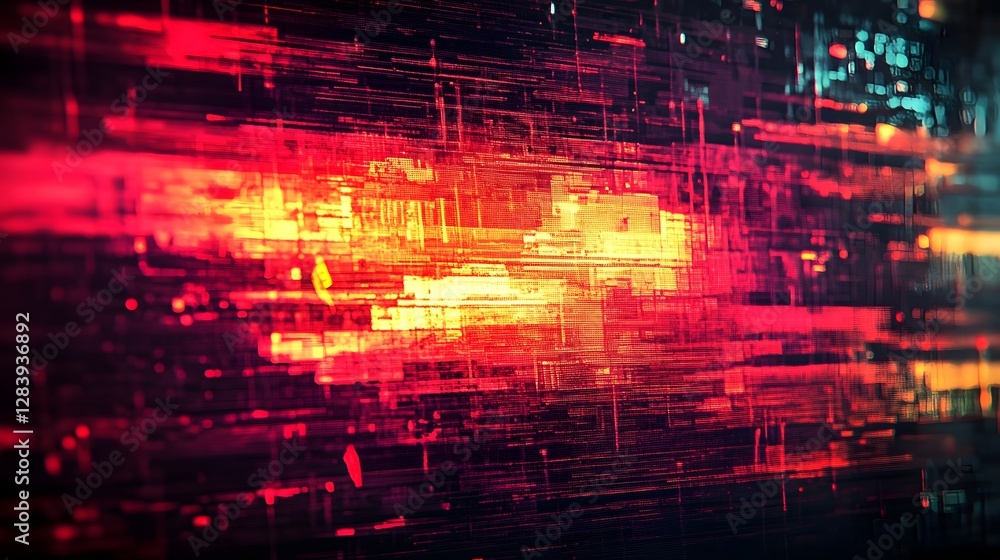 Poster Mesmerizing abstract digital art piece featuring a captivating display of vibrant neon lights dynamic techno futuristic visuals and a kaleidoscopic array of colors shapes and energy fields