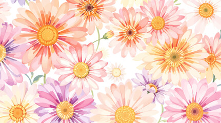 Beautiful floral summer seamless pattern with watercolor hand drawn field wild flowers. Stock illustration	