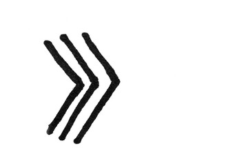 Hand drawn black arrow on a white background. Isolate.