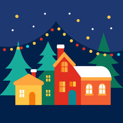 winter landscape with houses