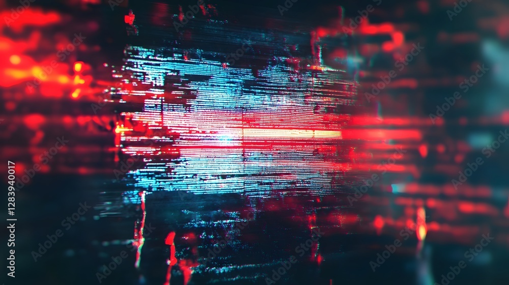 Poster Mesmerizing abstract digital artwork featuring a visually captivating display of glitched and distorted patterns vibrant neon colors and a dynamic futuristic aesthetic
