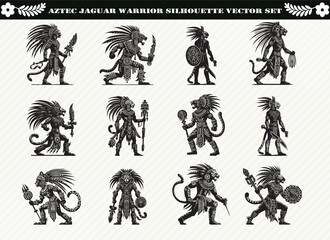 Black Aztec Jaguar Warrior Silhouette Illustration for Logos Prints and Design