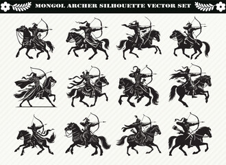  Black Mongol Archer Silhouette Illustration for Logos Prints and Design