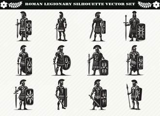 Black Roman Legionary Silhouette Illustration for Logos Prints and Design
