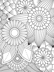 Zentangle Flowers Coloring Pages For Adult 