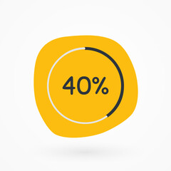 40 percent chart. Vector percentage infographic element. Yellow gray isolated icon. Sign for download, progress, business data, financial figures, web design, report