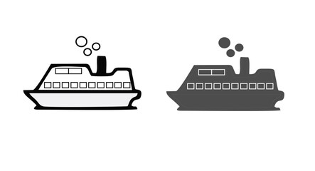 Obraz premium Water ship colored vector design icon set. maritime, nautical, vessel, boat, ferry, fishing boat, submarine, navy ship and more illustration design