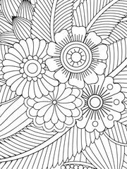 Fototapeta premium Zentangle Flowers Coloring Pages For Adult 