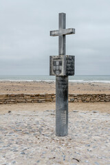 memorial stone cross at historical site,  Cape Cross, Namibia