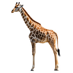 Obraz premium Giraffe standing gracefully nature habitat png image transparent background white environment