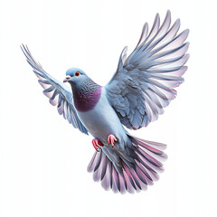 Obraz premium Flying pigeon isolated on white background, isolate object - Generative AI