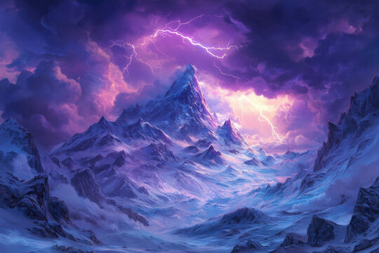 Majestic mountain range under a dramatic stormy sky - Powered by Adobe