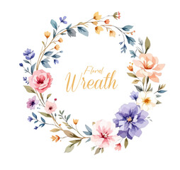 Watercolor Spring Wreath, Floral Wreath Clipart Watercolor