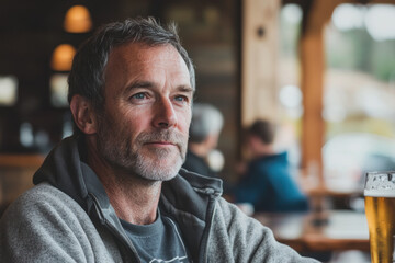 Man enjoying a craft beer at a local brewery, connoisseur's delight