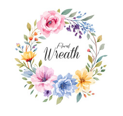 Midsummer Wild field Wreath Watercolor Wildflower clipart, Delicate flower frame